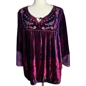 VTG Dress barn velvety velveteen babydoll purple pullover top size 3X holiday